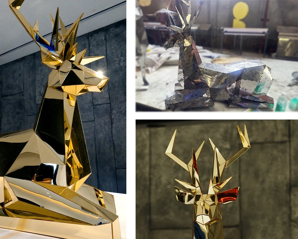Gold Mirror Reindeer for Christmas Door Decorations